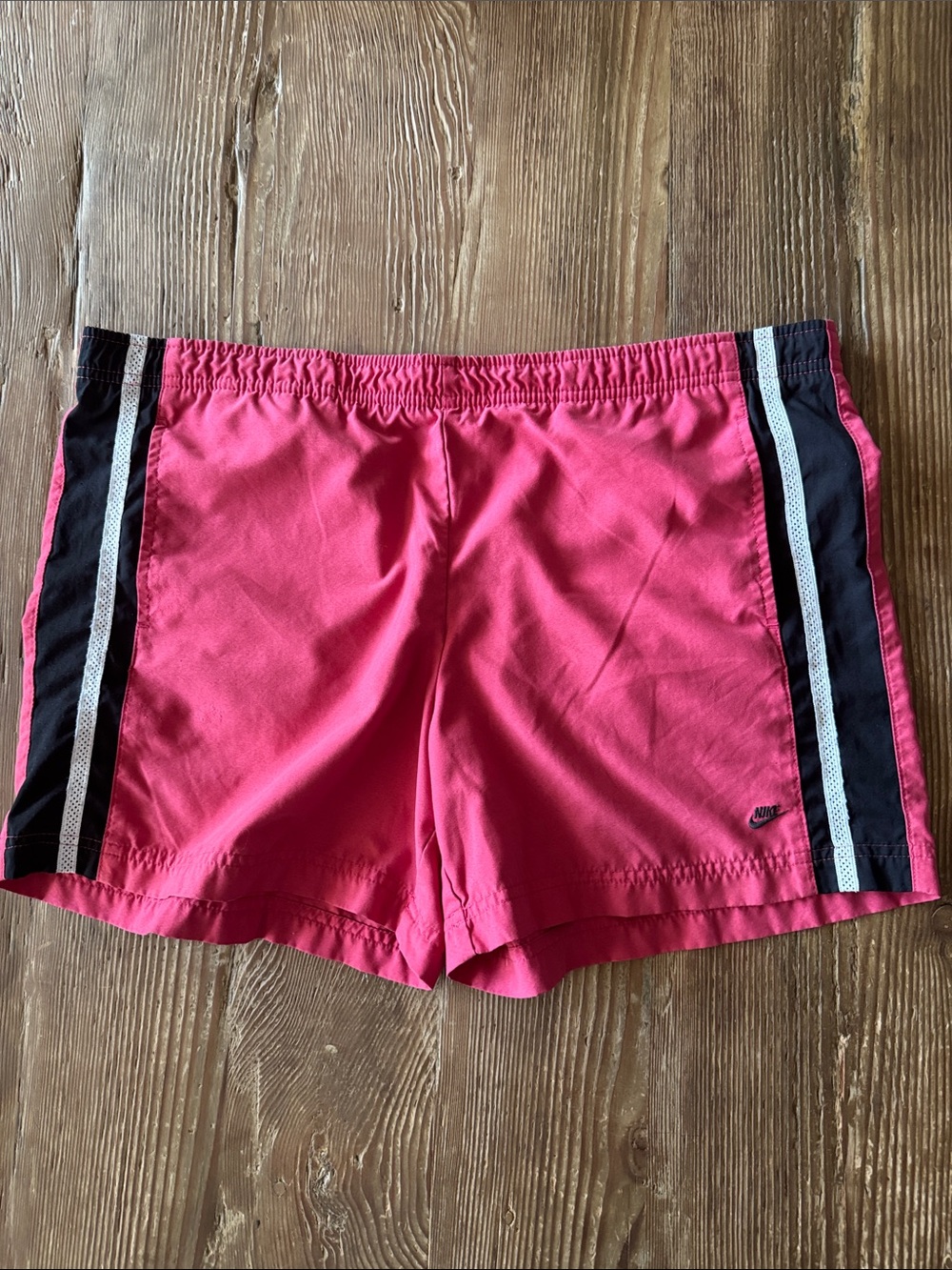 Nike Women's Hot Pink Athletic Shorts with Black & White Side Stripes